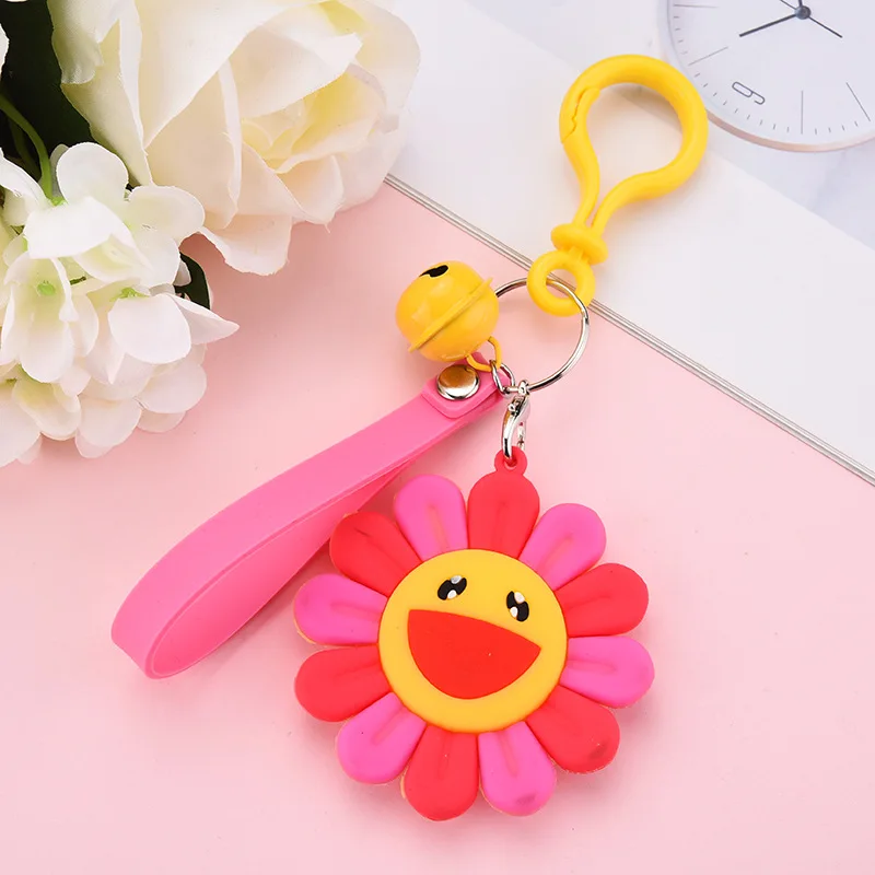 

2020 New Colorful Soft Sunshine Smile Key Chain Sun Flower Keychain Car Sunflower Delicacy Keyring PendantBest Birthday Gift