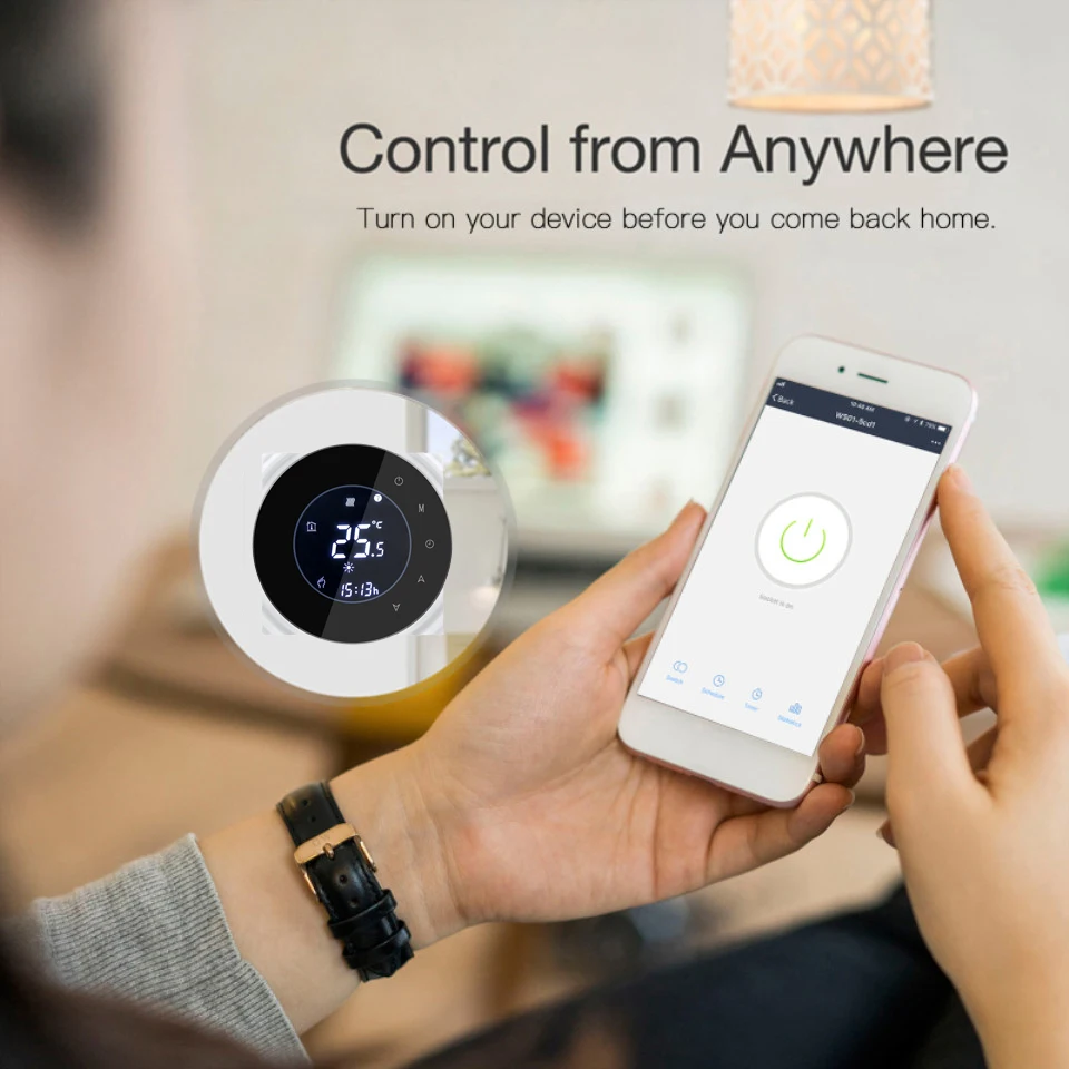 Умный WiFi сенсорный термостат температуры беспроводной контроллер для воды/электрический подогрев пола воды/газовый котел работает Google Home
