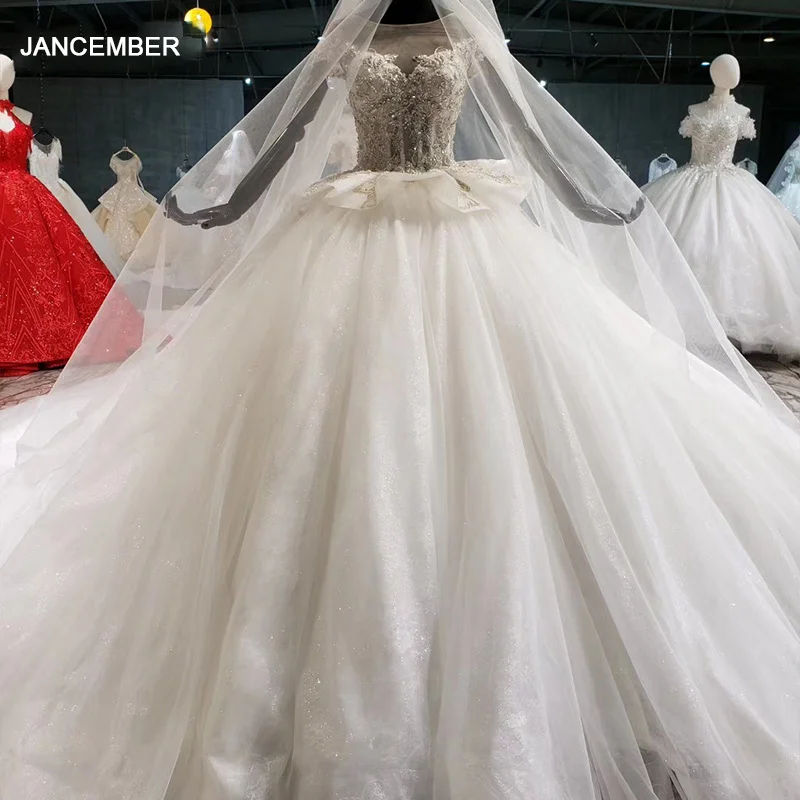 HTL1026 свадебное платье кружевное с двух сторон Peplum аппликация блеск роскошный