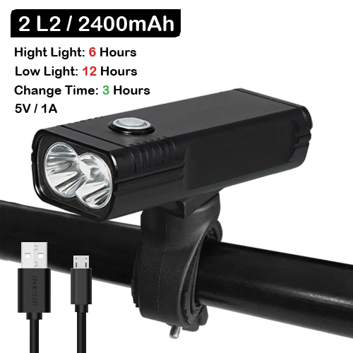 2 L2 2400 NEWBOLER 5200 мАч флэш-светильник для велосипеда USB зарядка Комплект Задний фонарь MTB велосипед светодиодный светильник L2/T6 головной светильник велосипедные аксессуары для фонарей - Цвет: 2 L2 2400