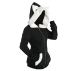 Модная толстовка с капюшоном на молнии с кошачьими ушками, пуловер для косплея с длинным рукавом, теплые зимние толстовки