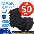 Черная 3-слойная маска со ртом для лица, одноразовые противопылевые маски из расплавленной ткани, маски с ушными петлями, хирургические маски