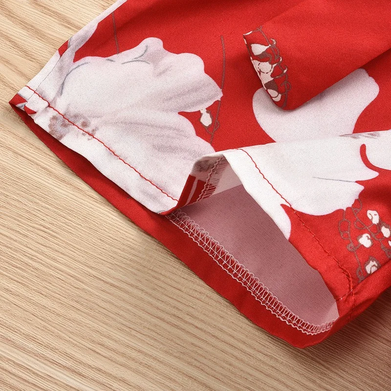 Новые топы с круглым вырезом Детская одежда цветочным принтом для детей