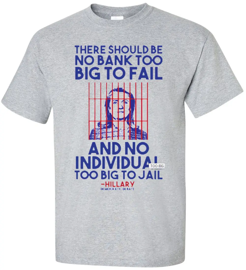 

HILLARY JAIL HILLARY CLINTON GREY CREW NECK SHORT SLEEVE TSHIRT Fashion 100% Cotton T-Shirt Men New High Quality Top Tee