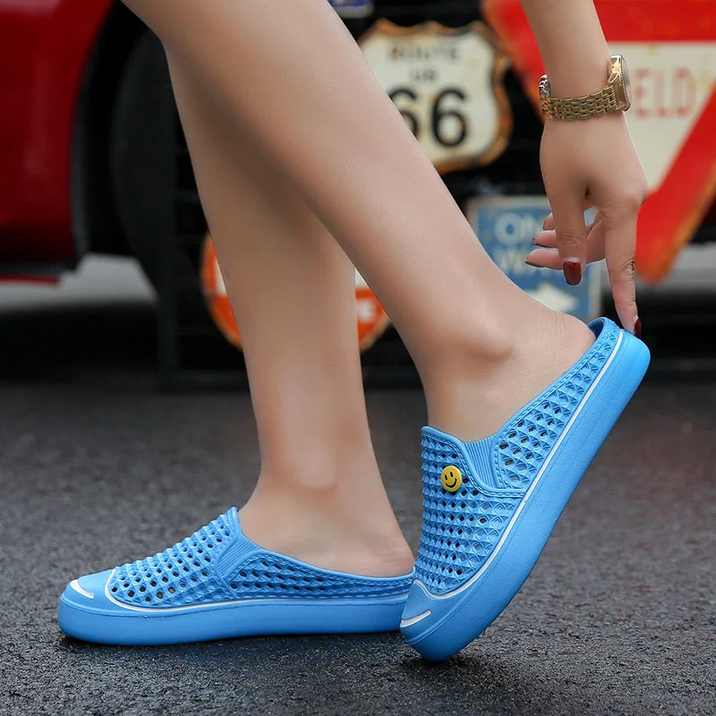 

Antiskid Couple Summer Hole Shoes Korean Beach Shoes Baotou Sandals Half Slippers Men and Women Summer Students Leisure