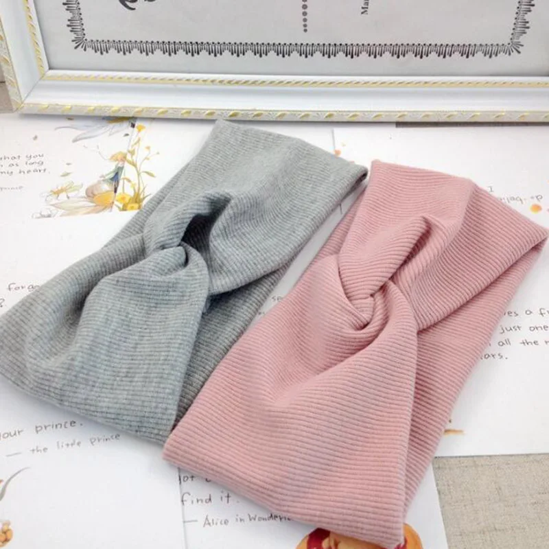 

2020 NEW Fashion Women Girls Elastic Hairbands Solid Color Bowknot Headwear Soft Cross Knot Headbands Hair Accessories