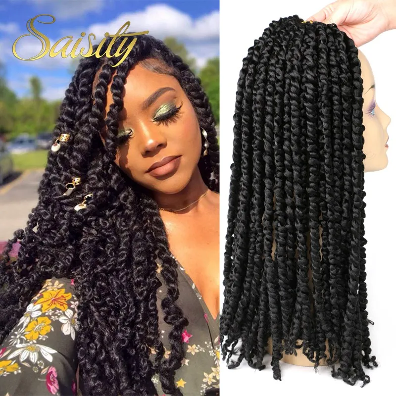 Saisity Омбре вязание крючком страсти твист волосы синтетические предварительно