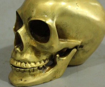 + Бесплатная доставка Китайская народная медная Бронзовая статуя с черепом