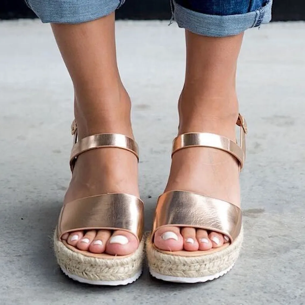 Женские босоножки Летние модные женские сандалии с пряжкой на ремешке пляжные