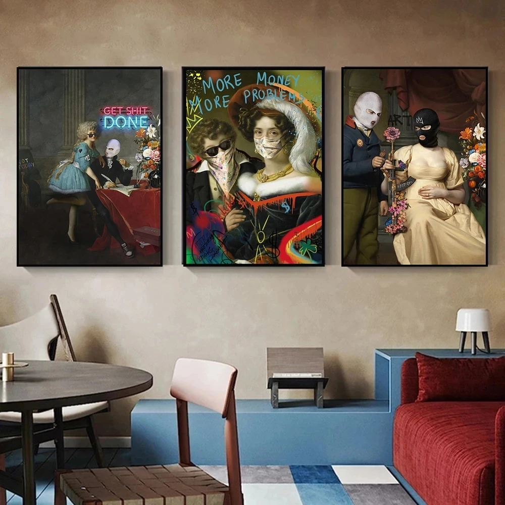 Ретро забавные постеры Европейская известная картина маскированная абстрактная