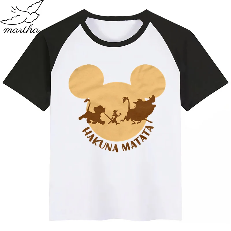 Hakuna Matata/Детская футболка с принтом Король Лев для мальчиков одежда детей модные