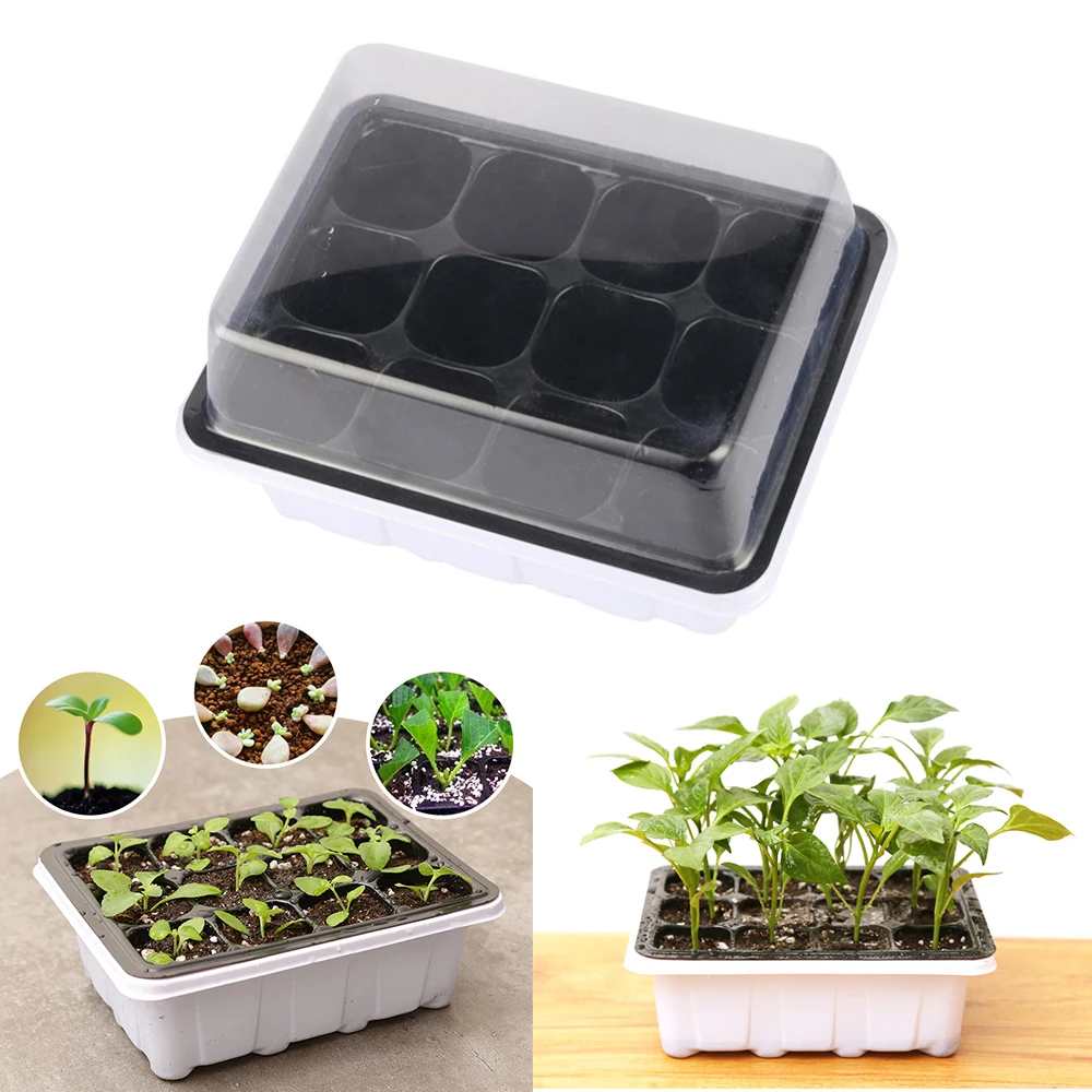 6/12 Cells Plastic Nursery Pots Planting Seed Tray Kit Plant Germination Box with Dome Garden Grow Gardening Supplies 2 Pcs | Дом и сад