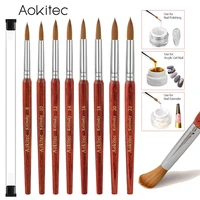 kolinsky acrylic nail brush set wood pen pure kolinsky hair round nail art brush for manicure 810121416182022
