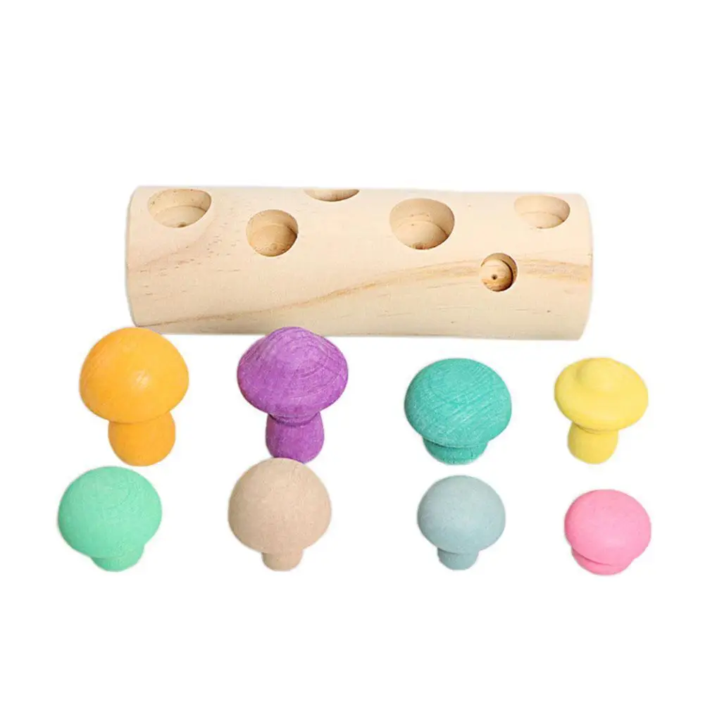 

Toys For Girls Mushroom Wooden Rainbow Blocks Mushroom Picking Game Wooden Montessori Shape Educational Toys Developmental Baby