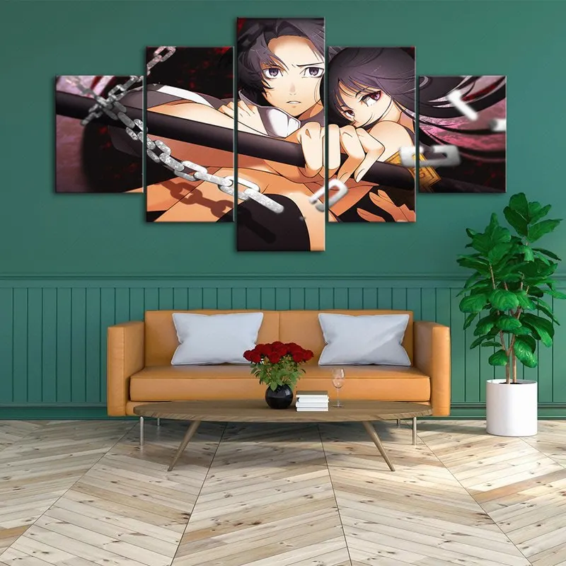 

5 Pieces Jujutsu Kaisen Poster Canvas Wall Painting Art Japanese Animation Pictures Modular Kidsroom Living Room Home Decoration