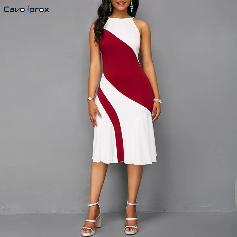 Женское облегающее Повседневное платье до колена с круглым вырезом и лямкой на