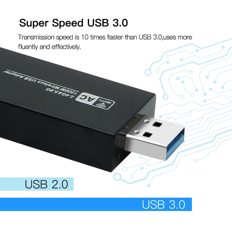 

HOT-Dual Band 1200Mbps USB RTL8812AU Wireless Wlan USB Wifi Lan Adapter Dongle 802.11Ac with Antenna for Laptop Desktop