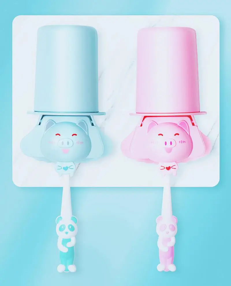 

2021 New Wall Mount Toothpaste Squeezer Punch-free Dust-proof Toothbrush Storage Rack Bathroom Accessories Set Squeezer