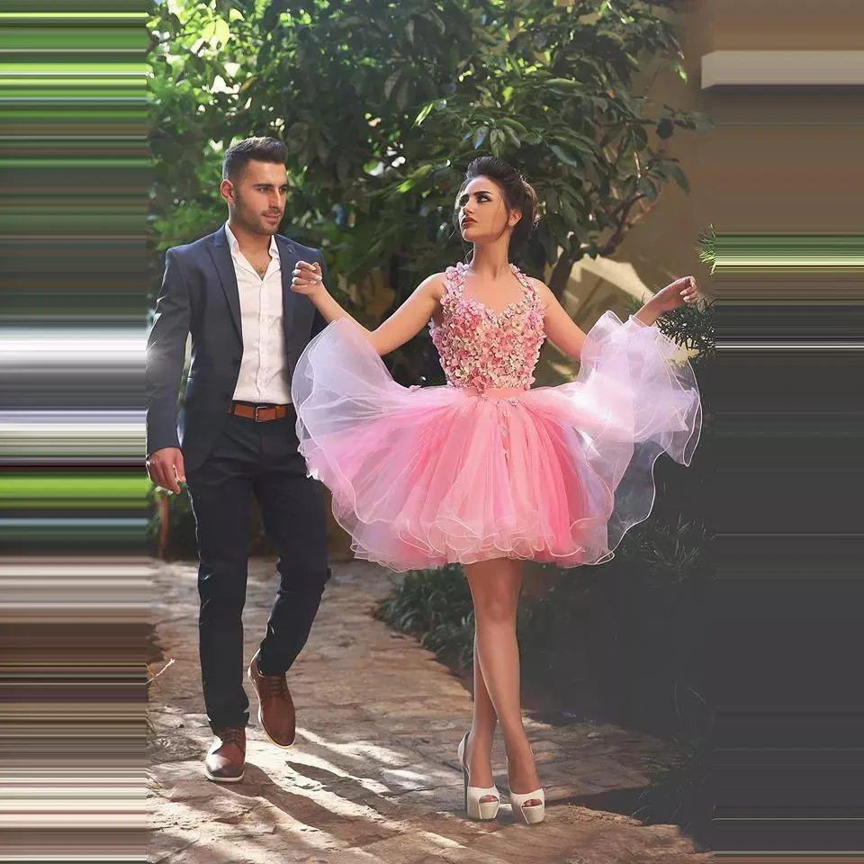 Красивые розовые короткие платья для выпускного вечера кружевные юбки ручной