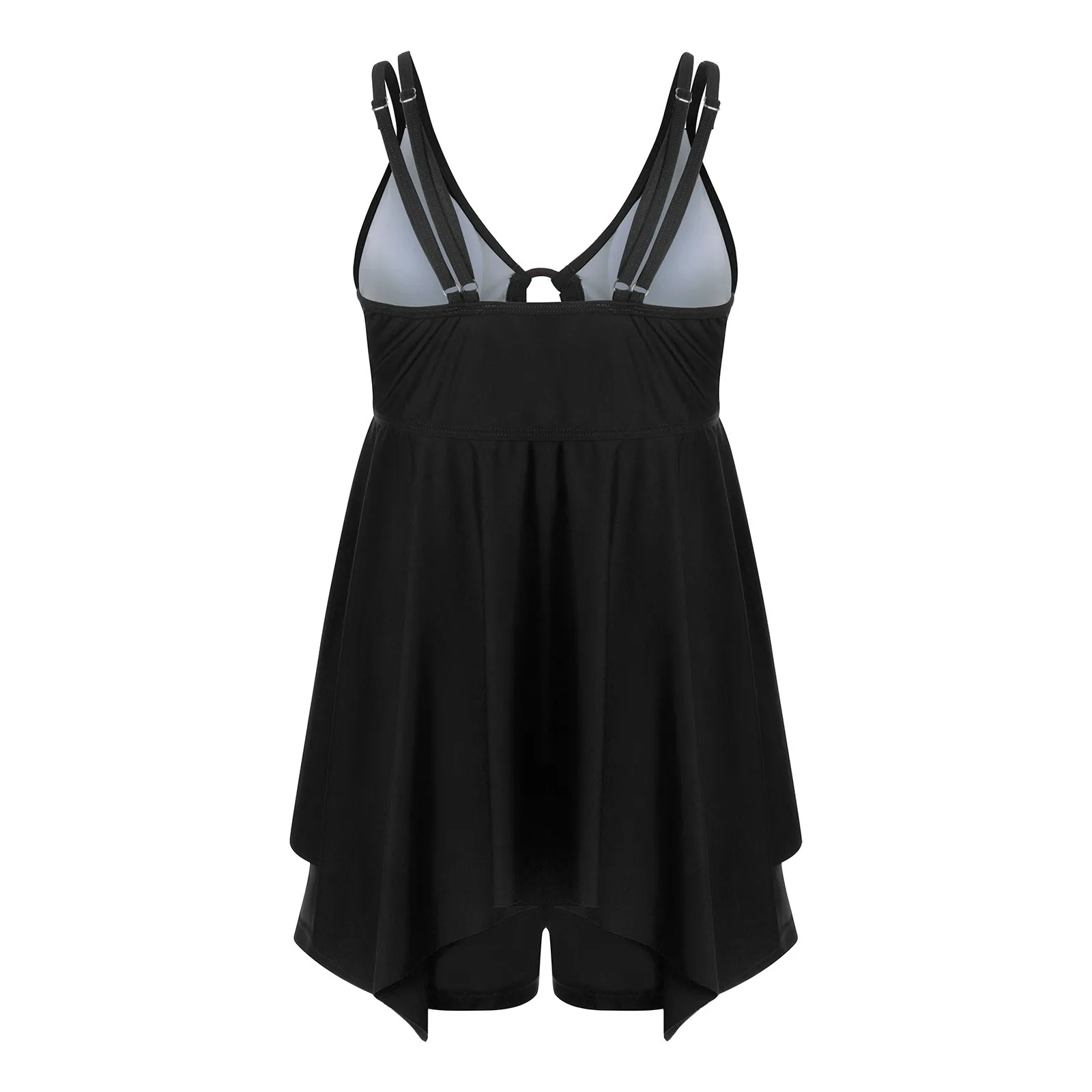 Купальник женский однотонный с V-образным вырезом размера плюс | Женская одежда