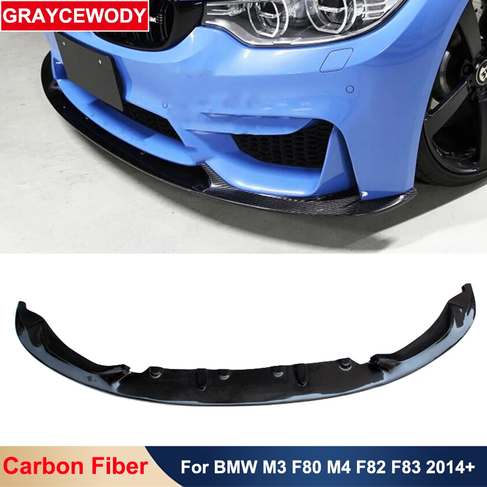 

3D Тип реального углеродного волокна автомобильный передний бампер губа диффузор модификация кузова автомобиля часть для BMW M3 F80 M4 F82 F83 кабина 2014 выше