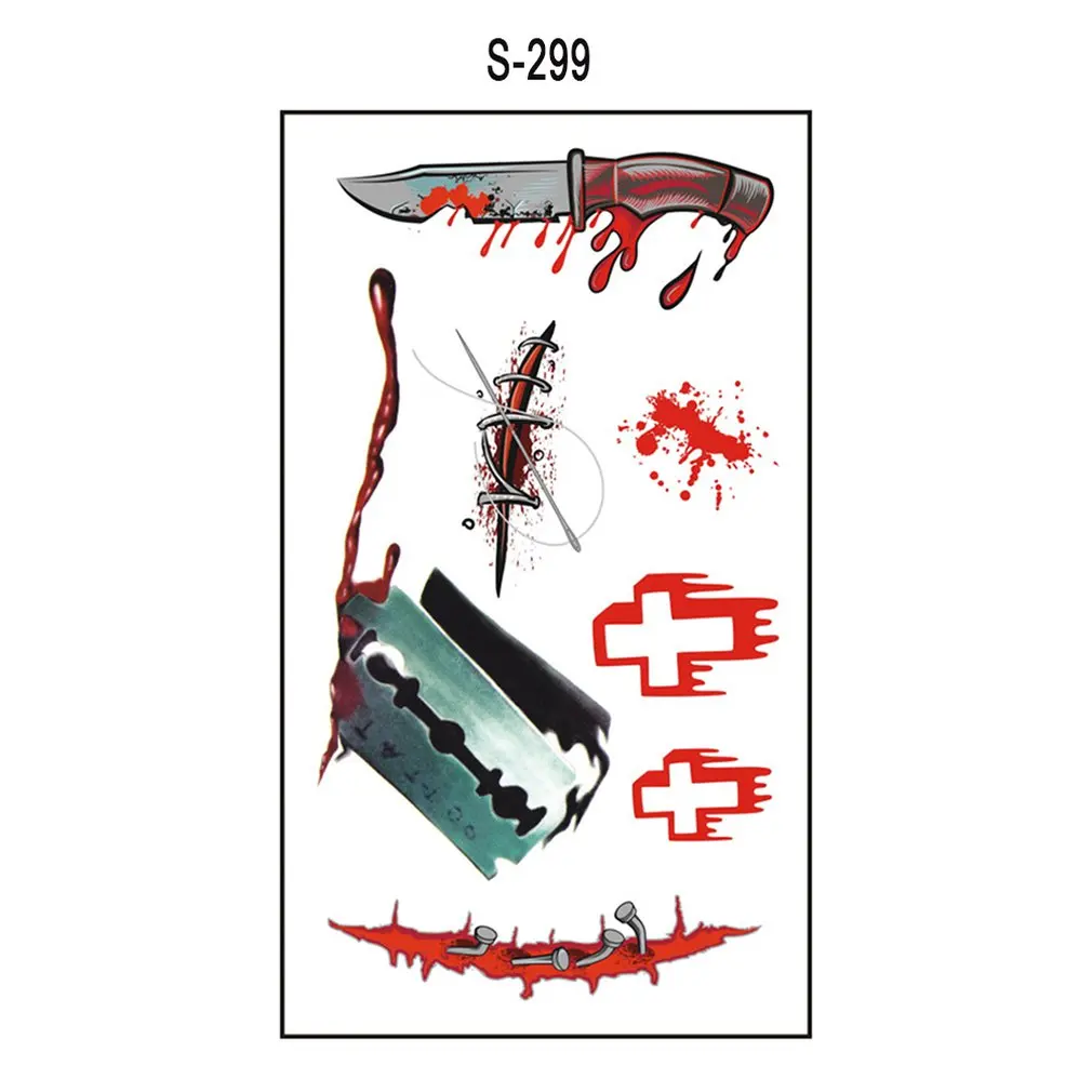 Хэллоуин Шрам Татуировки Стикеры Хеллоуина татуировки s водонепроницаемый с