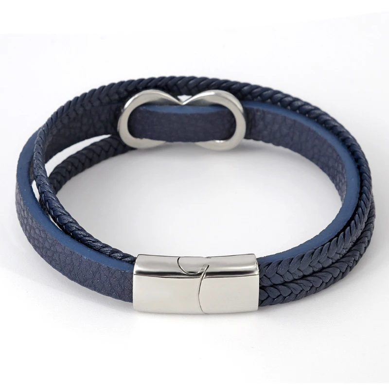Кожаные браслеты ручной работы мужской браслет двойной круг кожаный нержавеющая