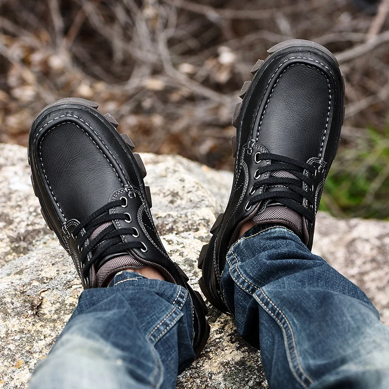 

Men Genuine Leather Shoes Men Dress Shoes Business Classic Leather Shoes Men Formal Footwear Outdoor Hiking shoes