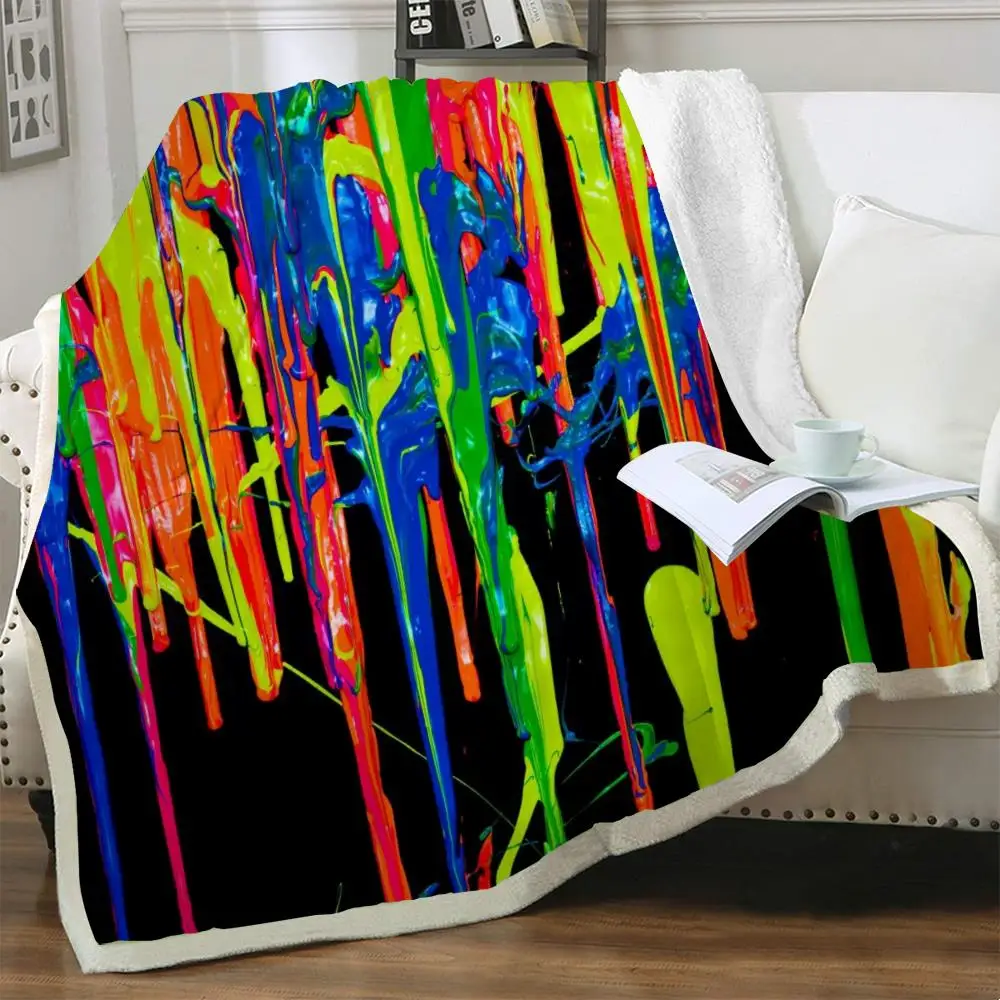 

NKNK Pigment Blankets Graffiti Blankets For Beds Colorful Bedding Throw Rainbow Thin Quilt Sherpa Blanket Fashion High Quality