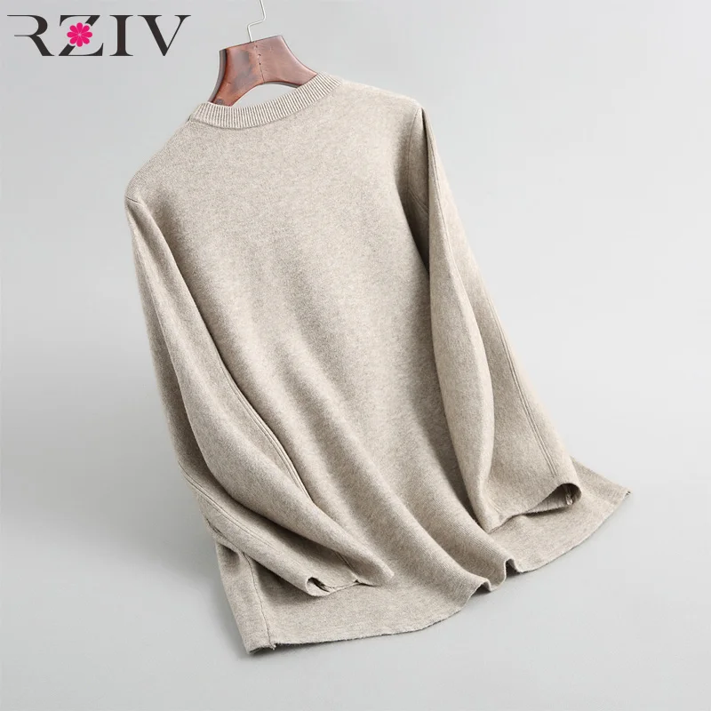 

RZIV Autumn and winter women's sweater casual solid color round neck long sleeve sweater