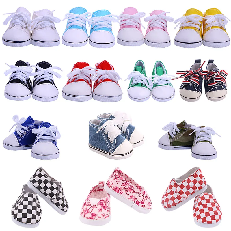

7cm Doll Canvas Shoes For 18Inch American 43CM Reborn Born Baby Doll Clothes Accessories Nenuco Ropa Our Generation Girl's Toys