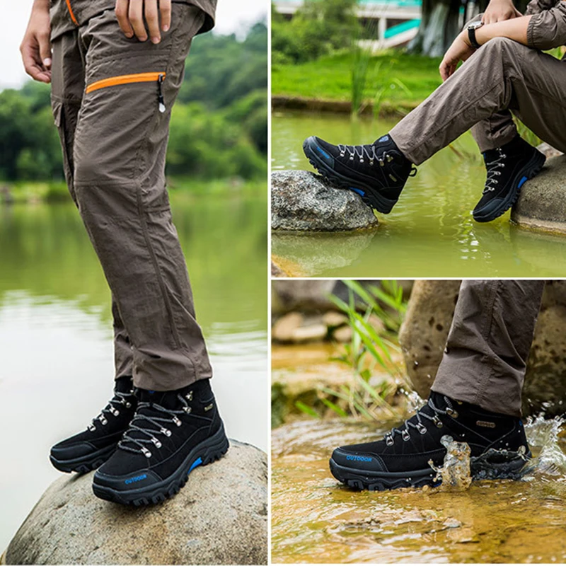 Зимние Для мужчин безопасности Уличная обувь кроссовки зимние сапоги ботильоны