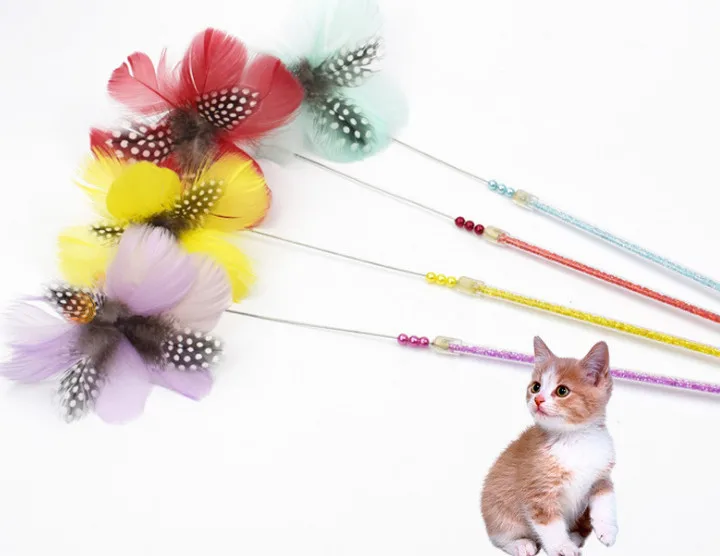 Usd1.29/pc котенок питомец игральные игрушки страусиное перо Котик-тизер стержень
