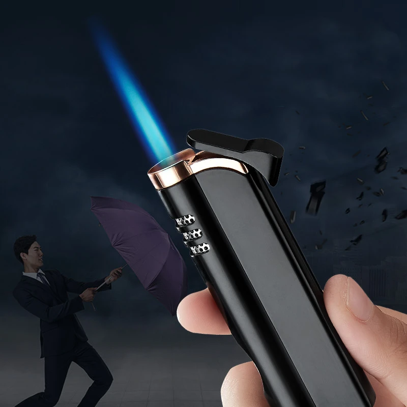 Torch Windproof Cigar Lighter Turbo 1 Jet Butane Gas cigarette Metal pocket For Kitchen Blue heavy Flame JX39 | Дом и сад