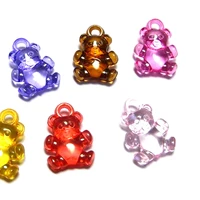 100 mixed colour transparent acrylic bear charm pendants 20x15mm