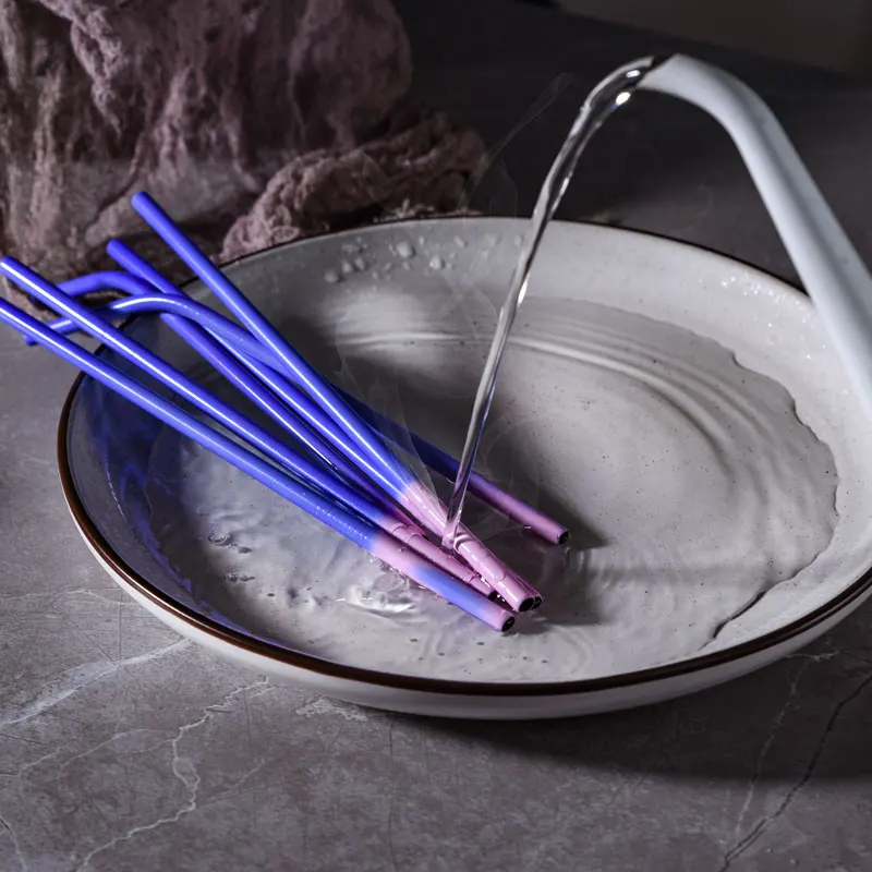 Цветные меняющиеся металлические соломинки для питья из нержавеющей стали 304