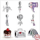 Новинка 2021, изысканная Женская сумочка для волос, винные бусины на высоком каблуке, подходят к оригинальным шармам Pandora, серебро 925, браслет сделай сам, женские Украшения