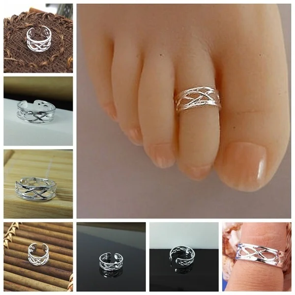 

Hot Sale Women Elegant Antique Adjustable Toe Ring Trendy Summer Hollowed Out Foot Beach Jewelry for Women Boho Beach Foot Ring