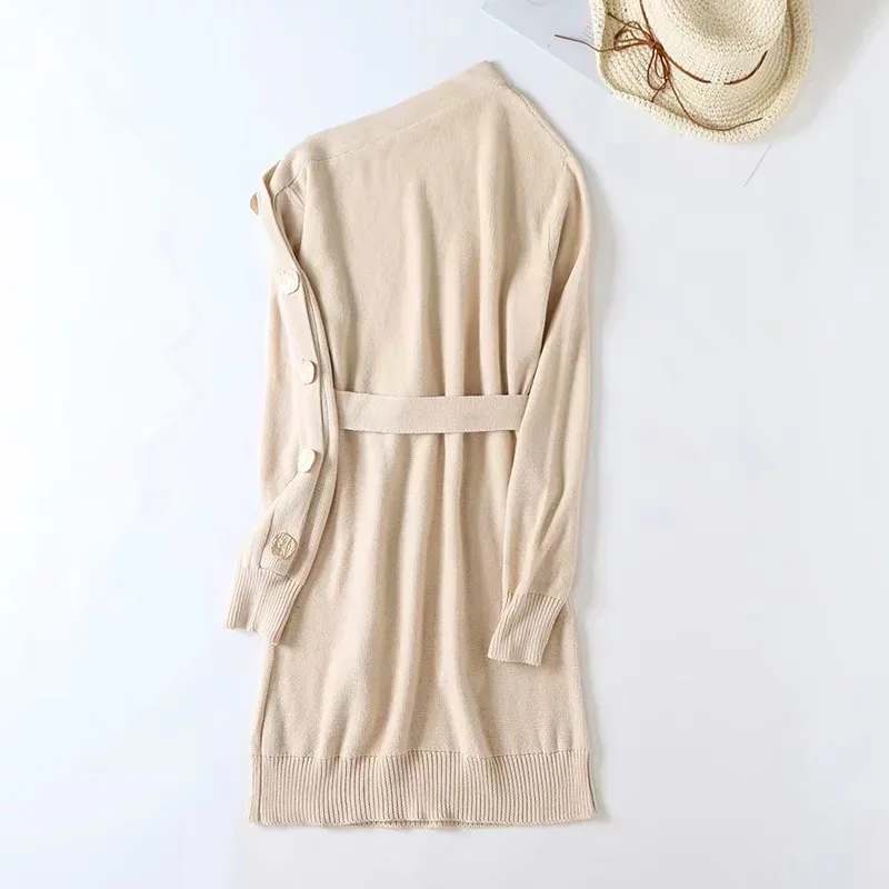 Winter Women Long Sleeve Loose Female Mini Sweater Dress Sexy Off Shoulder Knitting Elegant Sheath Short | Женская одежда