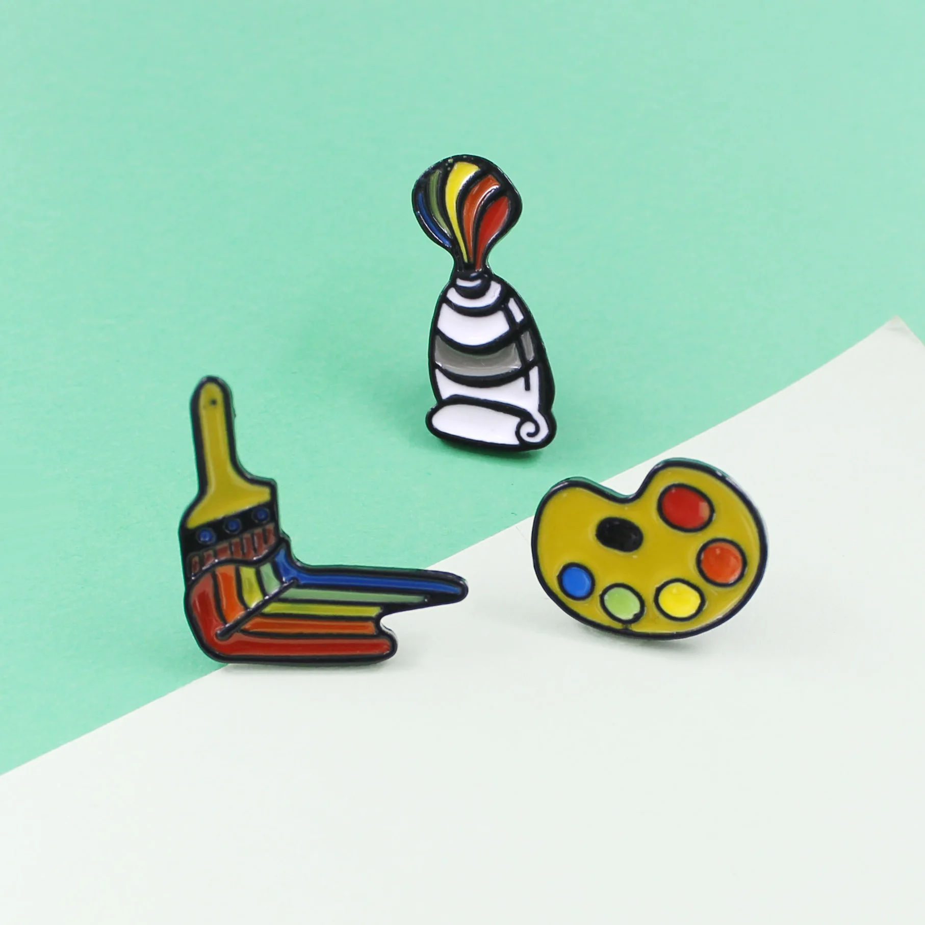 3 стиля мультфильм Радуга краска инструмент трубка фотоэмаль булавки оригинальные ювелирные изделия булавки лацкан джинсовая брошь подарки для детей