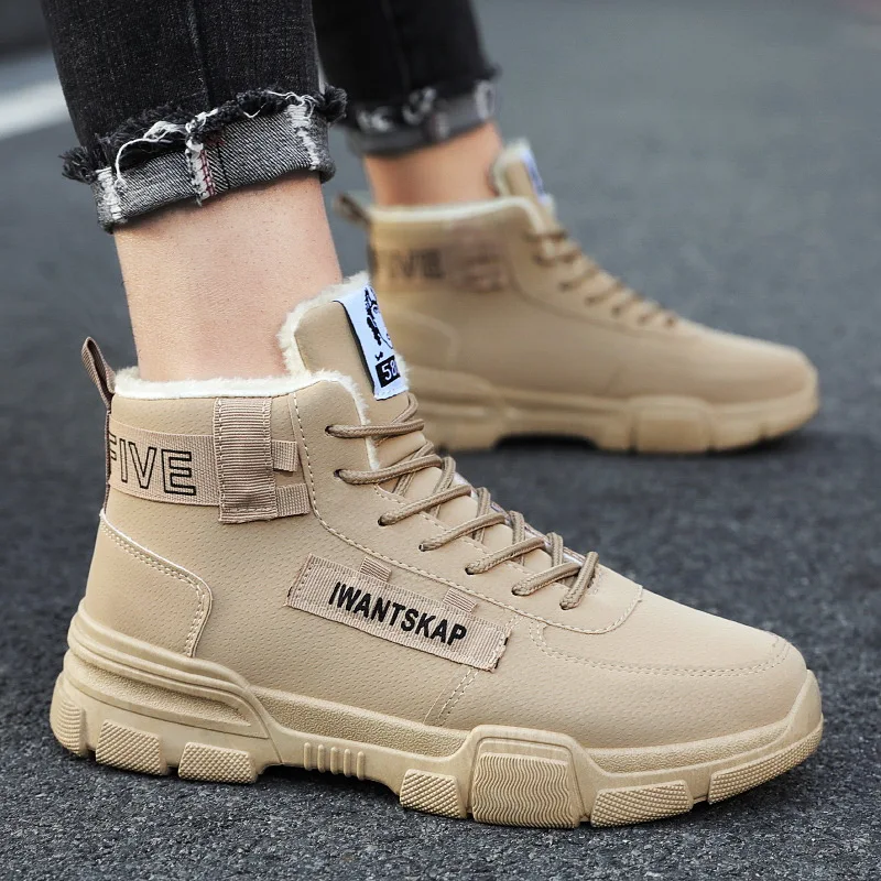 

High Quality 2021 New Winter Outdoor Hiking Boots For Men Fashion High Top Shoes Artificial Leather For Leisure Army Boot