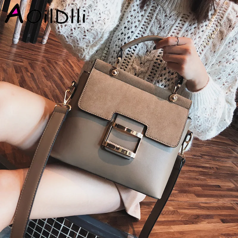 Женская винтажная сумка через плечо 2018 Сумки из искусственной кожи с пряжкой