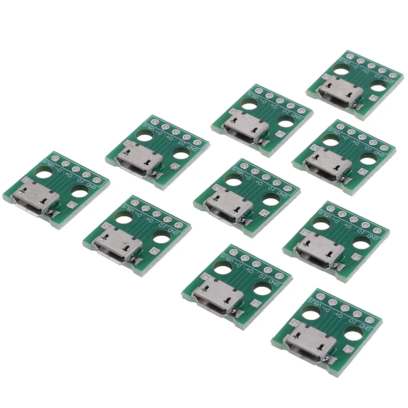 

10 Pcs/lot MICRO USB to DIP Adapter 5Pin Female Connector PCB Converter Board Wholesale
