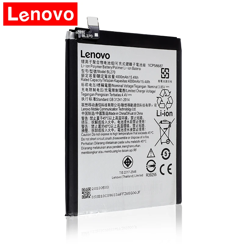 100% Оригинальный аккумулятор BL270 4000 мАч для Lenovo K6 Note K53a48 Vibe Plus G G5 + Бесплатные