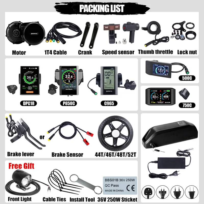 Комплект центрального двигателя BAFANG для электровелосипеда 48 В 750 Вт 52 в 20 Ач |