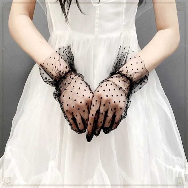 Женские кружевные короткие перчатки летние Mesh Gauze/Ультра тонкие для женщин в