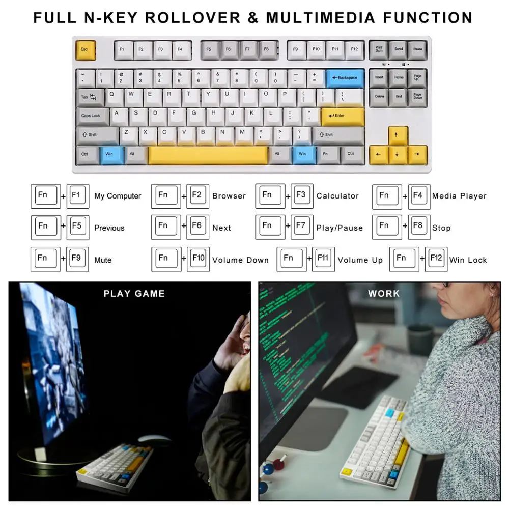 Механическая клавиатура TKL ganss 87 клавиш двойной выстрел PBT Bluetooth игровая cherry mx