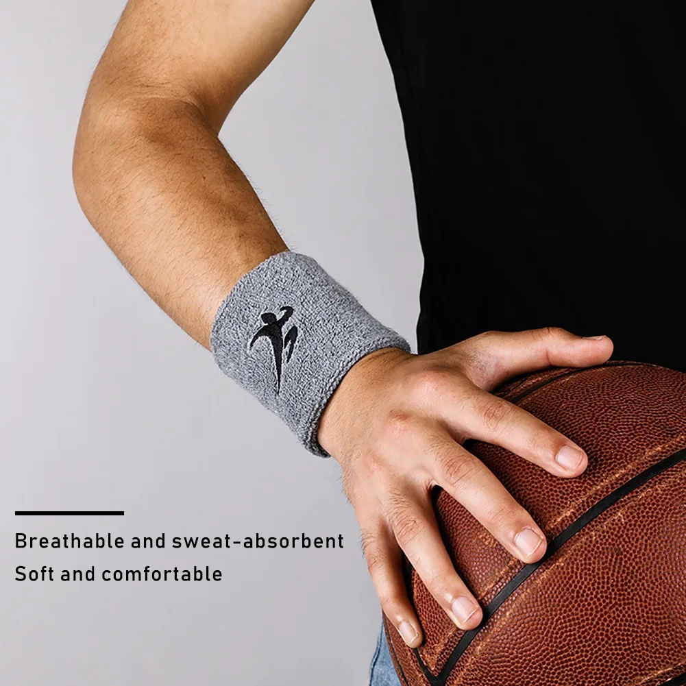 

1pc Fine Cotton Unisex Sport Sweatband Wristband Wrist Protector Running Badminton Basketball Brace Terry Cloth Sweat Band Men