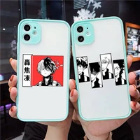 my hero academia anime phone case for iphone 13 12 11 mini pro xr xs max 7 8 plus x matte transparent blue back cover
