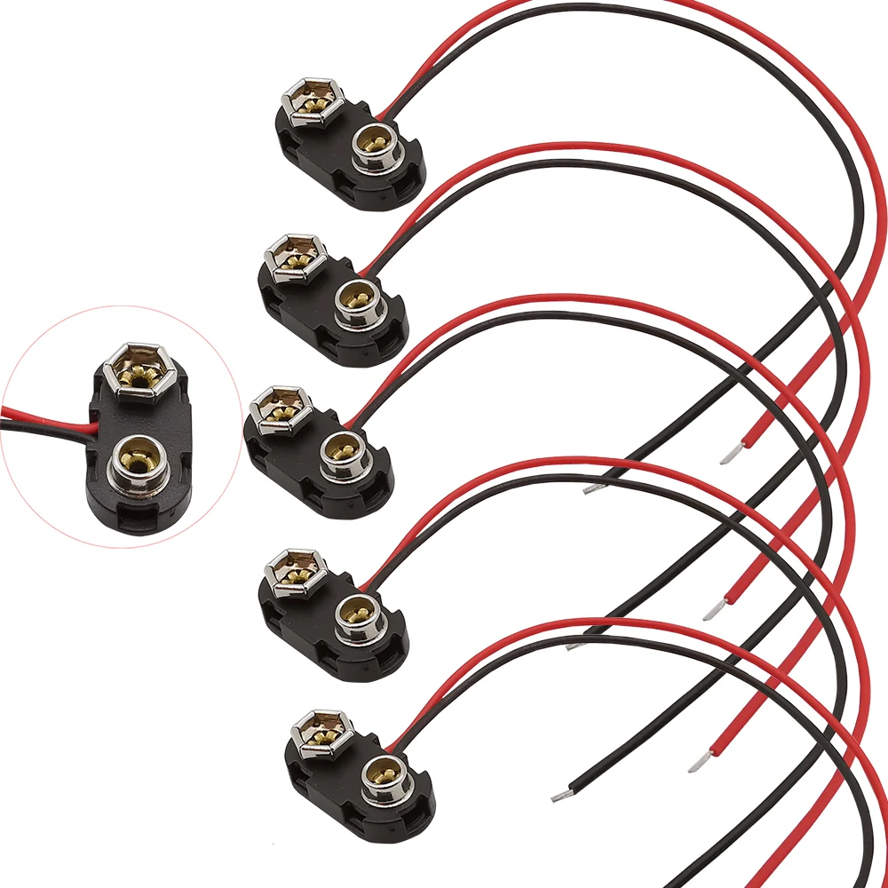 

5/10Pcs 9V Battery Snap Clip Connector T Type 9V Battery Snap Holder Line Length 15CM